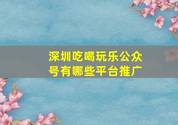 深圳吃喝玩乐公众号有哪些平台推广