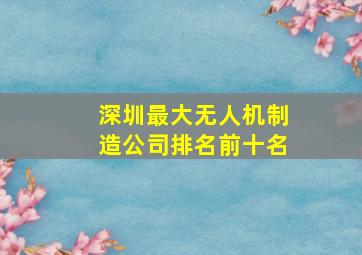 深圳最大无人机制造公司排名前十名