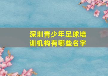 深圳青少年足球培训机构有哪些名字