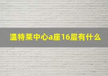 温特莱中心a座16层有什么