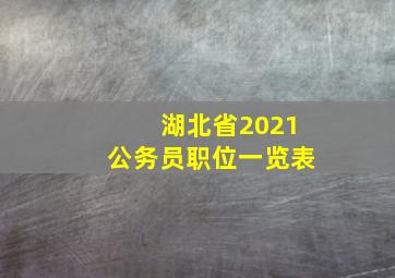 湖北省2021公务员职位一览表