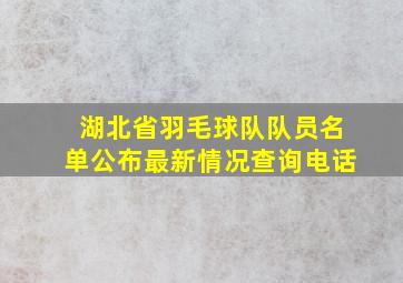 湖北省羽毛球队队员名单公布最新情况查询电话