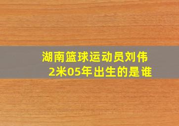 湖南篮球运动员刘伟2米05年出生的是谁