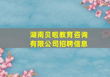 湖南贝啦教育咨询有限公司招聘信息