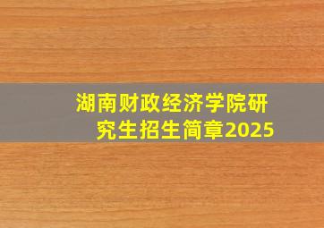 湖南财政经济学院研究生招生简章2025