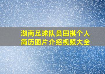 湖南足球队员田祺个人简历图片介绍视频大全