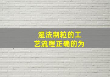 湿法制粒的工艺流程正确的为