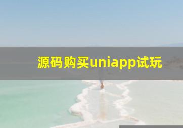 源码购买uniapp试玩