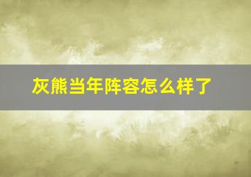 灰熊当年阵容怎么样了