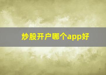 炒股开户哪个app好