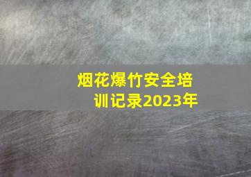 烟花爆竹安全培训记录2023年