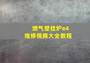 燃气壁挂炉e4维修视频大全教程