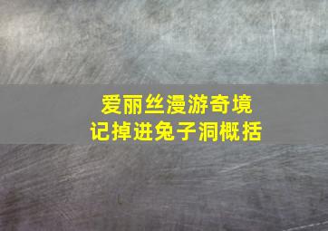 爱丽丝漫游奇境记掉进兔子洞概括