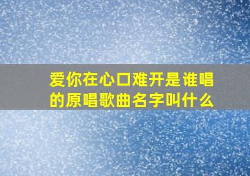 爱你在心口难开是谁唱的原唱歌曲名字叫什么