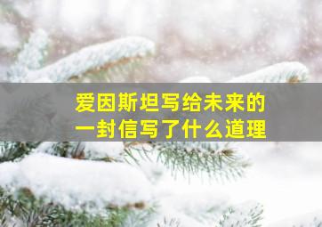 爱因斯坦写给未来的一封信写了什么道理