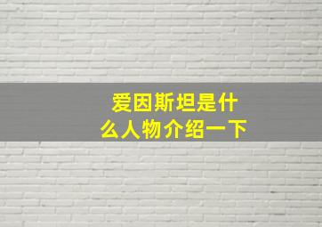 爱因斯坦是什么人物介绍一下