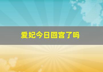 爱妃今日回宫了吗