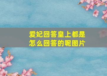 爱妃回答皇上都是怎么回答的呢图片