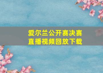 爱尔兰公开赛决赛直播视频回放下载