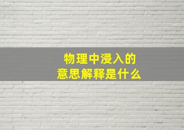 物理中浸入的意思解释是什么