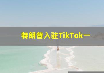 特朗普入驻TikTok一