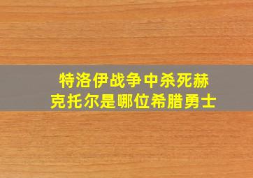 特洛伊战争中杀死赫克托尔是哪位希腊勇士