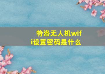 特洛无人机wifi设置密码是什么