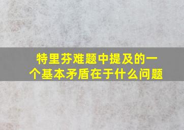 特里芬难题中提及的一个基本矛盾在于什么问题