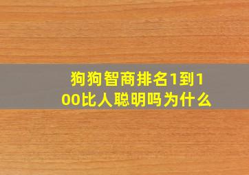 狗狗智商排名1到100比人聪明吗为什么