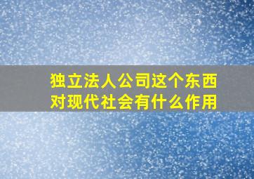 独立法人公司这个东西对现代社会有什么作用