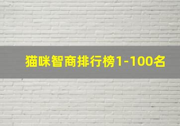 猫咪智商排行榜1-100名