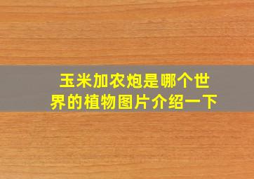 玉米加农炮是哪个世界的植物图片介绍一下