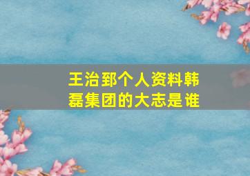 王治郅个人资料韩磊集团的大志是谁