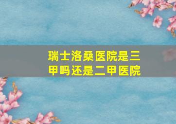 瑞士洛桑医院是三甲吗还是二甲医院