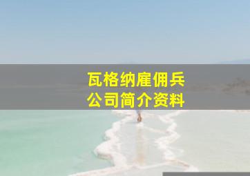 瓦格纳雇佣兵公司简介资料