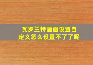 瓦罗兰特画面设置自定义怎么设置不了了呢