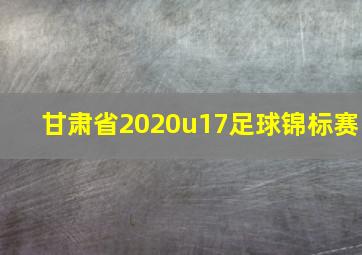 甘肃省2020u17足球锦标赛