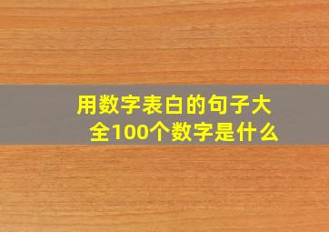 用数字表白的句子大全100个数字是什么