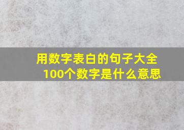 用数字表白的句子大全100个数字是什么意思