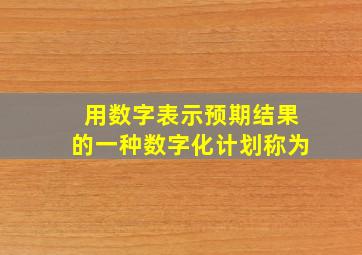 用数字表示预期结果的一种数字化计划称为