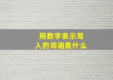 用数字表示骂人的词语是什么