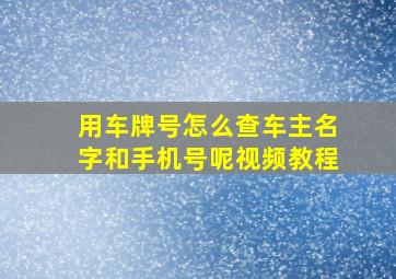 用车牌号怎么查车主名字和手机号呢视频教程