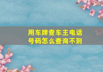 用车牌查车主电话号码怎么查询不到