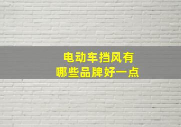 电动车挡风有哪些品牌好一点