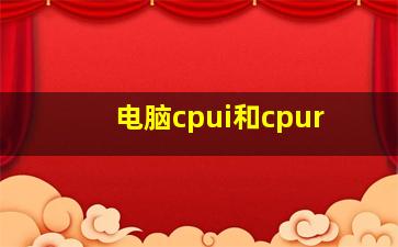 电脑cpui和cpur