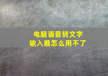 电脑语音转文字输入器怎么用不了