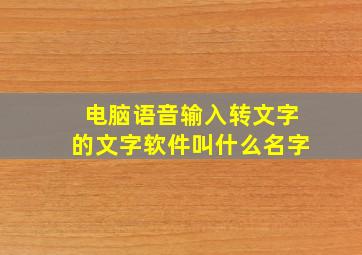 电脑语音输入转文字的文字软件叫什么名字