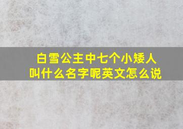 白雪公主中七个小矮人叫什么名字呢英文怎么说