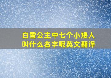 白雪公主中七个小矮人叫什么名字呢英文翻译