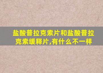 盐酸普拉克索片和盐酸普拉克索缓释片,有什么不一样